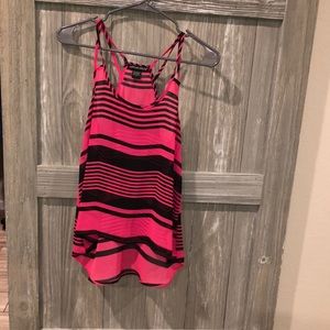 Tank top, pink with black stripes! Small